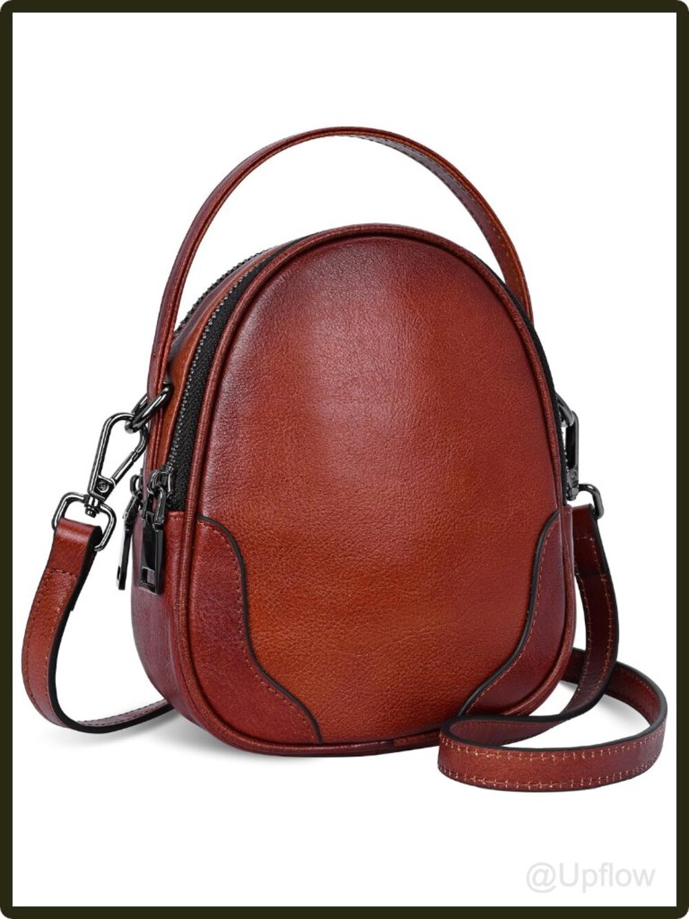 Small Leather Crossbody Bag Women's RFID Satchel Purse with 2 Straps Everyday